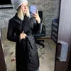 Super długi prosty płaszcz zimowy z wzorem Rhombus Casual Sashes Women Parkas Deep Pocketsa