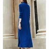 Vintage Blue 3XL Plus Size Stick Turtleneck Wool Sweater Maxi Dress Autumn Winter Casual Women Elegant BodyCon Long Sweaters 201204