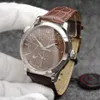 トップスタイリッシュな自動メカニカルセルフウインクウォッチメンズゴールドシルバーダイヤルクラシックリザーブGMTデザイン腕時計カジュアルレザーストラップクロック571A