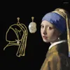 Araña colgante Original Het Meisje Met De Parel pendientes para mujer 2022 Artsy Vermeer serie Griet retrato declaración gota