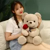 Rose Doll Plush Keychain Kawaii Anime Brown Bear Stuffed Pendant Cute Couple Toy Girl Like Gift
