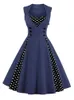 S-4XL Femmes Robe Rétro Vintage Robe Années 50 60 Rockabilly Dot Swing Pin Up Robes de Soirée D'été Tunique Élégante Robes Casual 220418