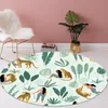 Carpets Cartoon Leopard Round Carpet Girl Bedroom Decoration Soft Child Rug For Tent Floor Mat Living Room Computer Chair Non-slip MatCarpet