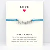 Charm Bracelets Love My Friend Forever Card Hope Faith Jewelry Light Brown Blue Wax Cords Women Men Girl Christmas GiftCharm