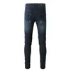 Herenjeansontwerper Skinny Rip Denim Biker Hip Hop Donkerblauwe nood 2022 Fashion Relaxed Fit normaal slanke rechte been rekbaar trendy ritssluiting