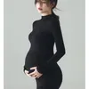 Schwarze sexy Umstandskleider Pografie-Requisiten, geteilte Seite, lange Schwangerschaftskleidung, Po-Shooting für schwangere Frauen, Kleid 220607