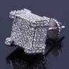 Mens Hip Hop Stud Earrings Jewelry Fashion Gold Silver Zircon Diamond Square Earring For Men8985091