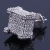 Mens Hip Hop Stud örhängen smycken Fashion Gold Silver Zircon Diamond Square Earring for Men1648839