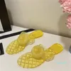 Marca de designer Primavera e verão Flippers liners femininos Flip Flip Flips Transparent Candy Jelly PVC Material 35-40