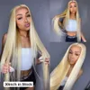 13x4 613 Blonde Lace Front Brazilian Wigs Straight Transparent Lace Frontal Synthetic Wig Pre Plucked With Baby Hair 150%