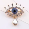 Pins Brooches Korean Sapphire Crystal Rhinestone Blue Eye Shape Women Alloy Collar Gifts AccessoriesPins Kirk22
