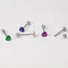 Colorful Heart Tongue Ring Piercing Barbell Stud Stainless Steel Tongue Bar for Women Men Sexy Body Jewelry Gifts