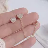 Clip-on schroef terug mode sieraden voortreffelijk 14K echte goud vergulde zirkoon oorbellen zoete liefde asymmetrische ketting oor been clip vrouwen kirs22