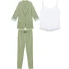 Twee stuk broek voor dameskantoor Pak Fashion Blazer broekpak Simple Solid Color Jackets Tops 3 Set Lady Business