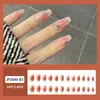 False Nails 24st Long Ballet V-Shape French With Lim Marble Smudge Rhinestone Design Fake Nail Art Wearable Press On Tips