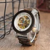 Polshorloges vogelhout mechanisch horloge mannen top leer automatische klok sandelhout lichelachtige polshorloge mannelijke kerstcadeau waterdichte waterdichtwris