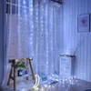 Bateria alimentada 3x3m 300 LED Cortina Cordicle Fairy String Luzes de Cobre Fio de Cobre Levado Festa de Casamento Fadas Fairy Garland 220408