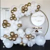 106PCSSet Matte White Gold Metallic Balloons Garland Arch Kit Baby Shower Wedding Födelsedagsfest Chrome Balloon Decoration Kids 220527