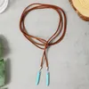 Summer Beach Leather Chain Women Feather Bead Pendant Necklace Earrings Fashion Bohemian Jewelry Sets