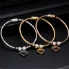 Bangle Modyle Crystal Heart Charm Bracelet Bangles For Women Magnet Clasp Snake Chain 316L Stainless Steel Wedding JewelryBangle