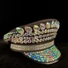 Berets Women Military Hat Handemade Captain Sergeant Lady Rhinestone Rave Festival Bachelorette Part HatBerets Wend22