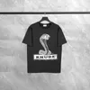 Rhude t Designer Shirts Heren Vintage T-shirts Cobra Print Zwart Donker Hip Hop Rock Stijl Mannen Vrouwen Oversize Streetwear Gewassen Oude Losse Tees