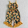 Commercio all'ingrosso Vestiti della neonata Bretelle della tuta Set per bambini Moda estiva Tute per bambine Tute Carino Pagliaccetti senza maniche Girasole Abiti per bambini Alta qualità