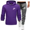 Men Causal letter printing Tracksuit Sets Brand Jacket Pants 2PC Sportwear Hoodies Sweatshirt Pant Suit Plus Size S-3XL