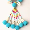 Keychains 1Pc Boho Ethnic Colorful Bead Hairball Shell Pendant Keychain Trend Joker Bag Car Drop Hanging Women Keyring E2278/E2709/E2722 Ene