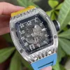 horloge Datum Luxe horloge Richa Milles Heren Zakelijk Automatisch Mechanisch horloge Diamant Kalender Vat Vrije tijd Lichtgevend Rubber