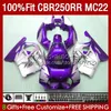 Carénages Violet Argent Pour HONDA CBR250 CBR 250RR 250 RR CC 250CC 1990 1991 1993 1994 1996 1997 1998 1999 131No.141 CBR250RR MC22 90 91 92 93 94 95 96 97 98 99 Corps d'injection