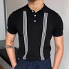Summer Mens Polo Shirt Short Sleeve Polo Business Thirt 35% Bawełna Wysokiej jakości męska koszula polo Casual Knit 220524