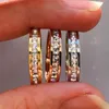 Cluster Rings Cute Female Crystal Zircon Stone Ring Vintage Stainless Steel Wedding Promise Gold Color Engagement For WomenCluster