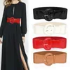 Bälten Kvinnor Luxury midja för klänning Solid Black Red Wide Wide High Quality midjeband PU Patent Leather Elastic Band Belt Beltts Forb22