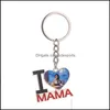 Party Favor Event Supplies Festive Home Garden Gift Heat Transfer Keychain SubliMation Blank I Love Mama Diy Picture Creative Heart Shaped