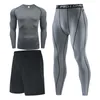 3 Stücke Männer Kompressionssportbekleidung Anzug Turnhalle Strumpfhosen Trainingstrikot Training Jogging Sport Running Set Rashguard Trainingsanzug Für Männer W220418