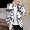 Checked Suit Jacket Mäns Vår och Höst Style Suit Casual Fashion Top Ungdom Stilig Hong Kong Style Herrkläder 220409