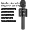 Kablosuz mikrofonlar LED Işık Q37 Taşınabilir El Mikrofon Karaoke Hoparlör Makinesi Doğum Günü