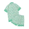 New SHIRT Casablanc lucid dreams island scenery color temperament Satin short sleeve Men's Silk Dress Shirts