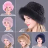 Berets Winter Luxury Women Hat Real Rex Rex Fur Bomber Hats Lady Cap Beaniene Beanies Warm Soft Fluffy Caps