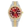 Stainls Steells Date Analog Quartz Watch Hiphop Gold Diamond Wrist Watch for Men8622413