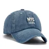 Marka NYC Denim Baseball Cap Mężczyzn Kobiety haft haft dżinsy Snapback Casquette Summer Sports USA Hip Hop Gorras