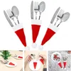 Decorazione per feste Mini Natale Casa Cucina Cappello Porta stoviglie Borsa Cena per feste Coltello Forchetta Set Copritasca