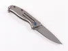 Liten Flipper Pocket Folding Knife D2 Steel Stone Wash Blade TC4 Titanium Alloy Handle Key Chain EDC Knives