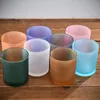 Colorful Frosted Candle Jars Candle Holder Empty Wax Container Black Glass For Luxury Round Cup