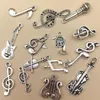 100st Mixed Charms Musical Guitar Note Piano French Horn Saxophone Antique Silver Pendant för att göra söta örhängen hängar Neckl9470138