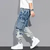 Jeans pour hommes mode marque classique pantalon Cargo pour hommes poche pantalon d'extérieur ample Safari Style Graffiti salopette hommes