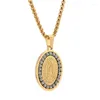 Naszyjniki wisiorka Virgin Virgen de Guadalupe stal nierdzewna dla mężczyzn Kobiety Złota Kolor Mary Naszyjnik z cyrkonem Diamond Mexico Jewelrypendan