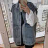 Décontracté surdimensionné lâche jean gilet manteau femmes basique cool denim sans manches veste femme Streetwear vintage gilets grande pocket1275h