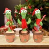 Dancing Cactus Repeat Talking Toy Electronic Plush Toys Can Sing Record Lighten Battery USB Charging Early Education Funny Gift 220817